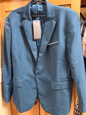 Men's Teal Blazer - Single-Breasted Suit Jacket NWT
